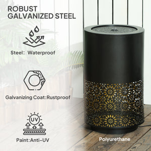 Garden Waterfall Fountain with LED Lights, Adjustable Flow Outdoor Fountain, Black