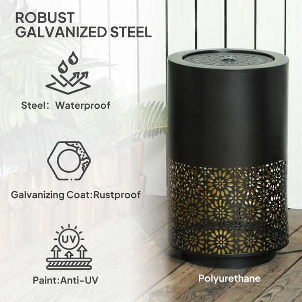 Garden Waterfall Fountain with LED Lights, Adjustable Flow Outdoor Fountain, Black