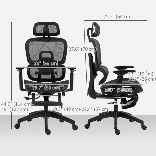 Mesh office chair with 3D armrests, black