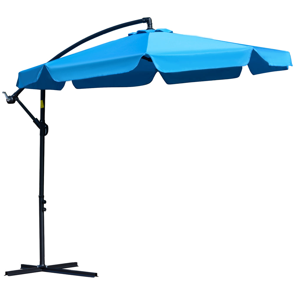 8.7-foot cantilever parasol with cross base, blue