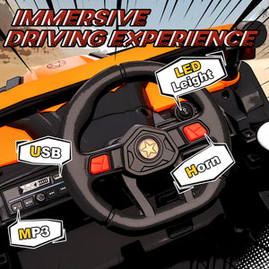 12V Electric Car with Remote Control, Battery Electric UTV with Spring Suspension, Orange