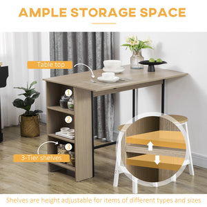 Extendable bar table with adjustable storage shelf, light grey