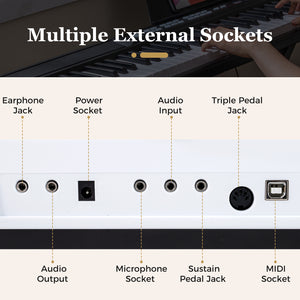 Clavier électrique de 88 touches avec support réglable et sac portable - Blanc