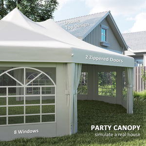 29 x 21 ft Decagonal High-Rise Party Tent with Canopy and 10 Removable Sidewalls, White