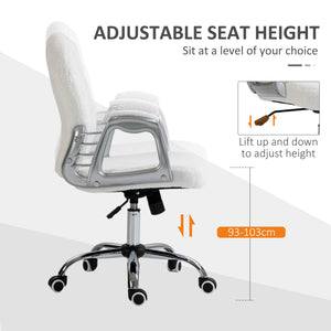 Office chair with adjustable height and padded backrest, white