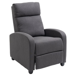 Manual recliner chair in breathable fabric with padded seat, dark gray
