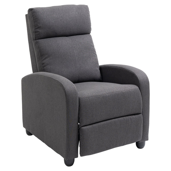 Manual recliner chair in breathable fabric with padded seat, dark gray