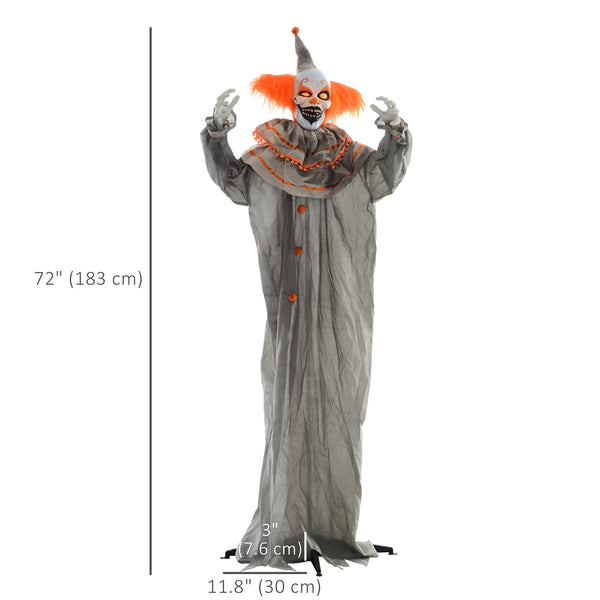 6ft Life Size Orange Classic Clown, Outdoor Halloween Decoration, Animatronic, Sound &amp; Motion Activated, with Light-Up Eyes