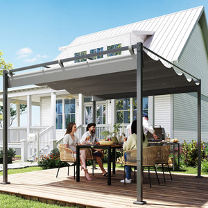 10 x 10 retractable pergola with magnetic fastening, grey