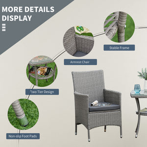 3-piece garden furniture set in woven resin, grey