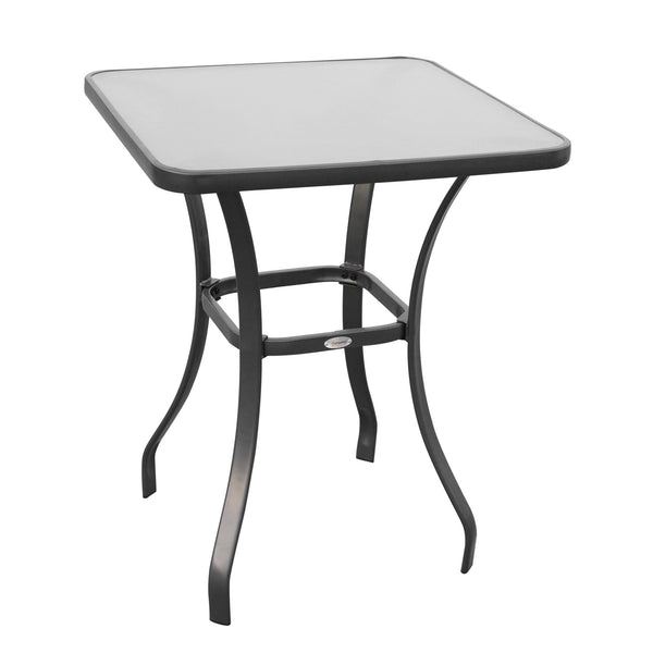 Square patio table with tempered glass top