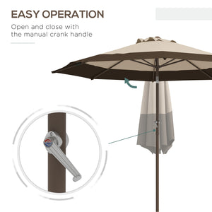 9 x 9 ft Outdoor Patio Umbrella Tilting with Crank, Dark Brown