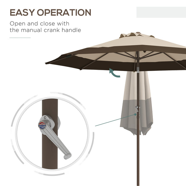 9 x 9 ft Outdoor Patio Umbrella Tilting with Crank, Dark Brown