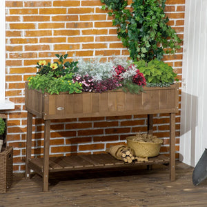 Raised wooden vegetable garden with 8 compartments, dark brown
