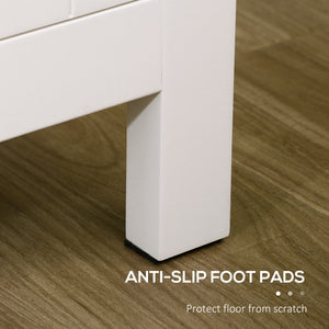 Sideboard with doors and adjustable shelves for living room or entryway, white and natural