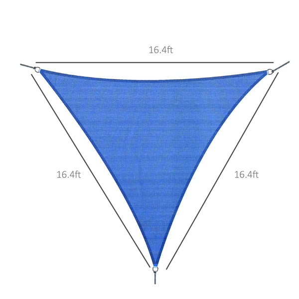 Outdoor Triangle Shade Sail - 16.4' (5 m) with Carry Bag, Blue