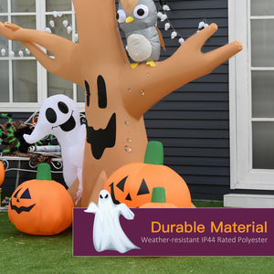 Inflatable Haunted Tree Decoration with Owl, Ghost, Pumpkins, LED Display