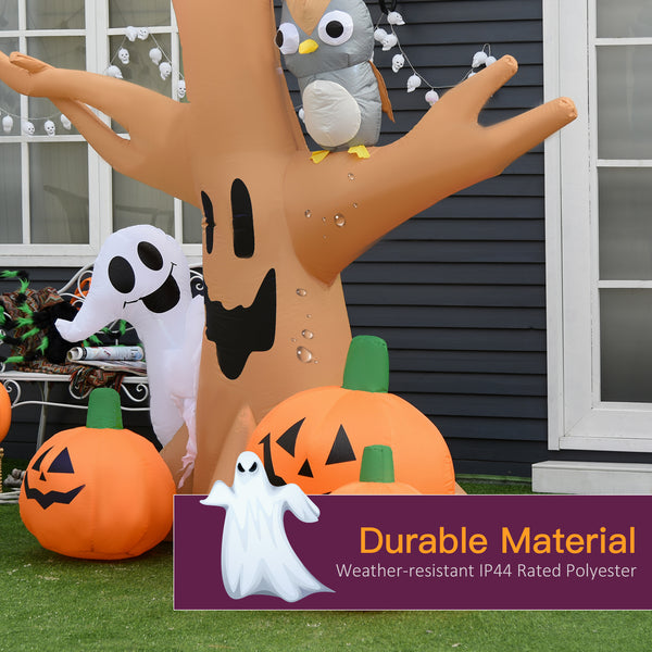 Inflatable Haunted Tree Decoration with Owl, Ghost, Pumpkins, LED Display