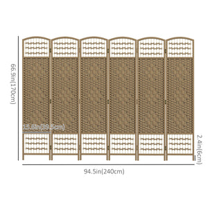 6-panel folding partition wall made of corrugated fiber, natural color