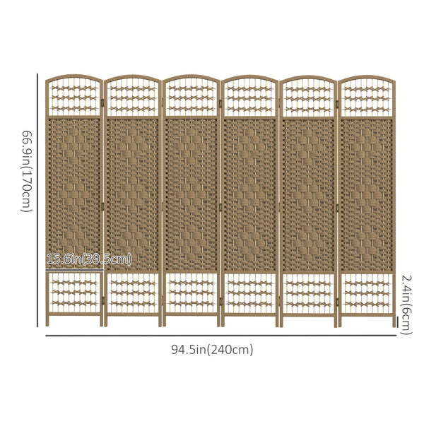 6-panel folding partition wall made of corrugated fiber, natural color
