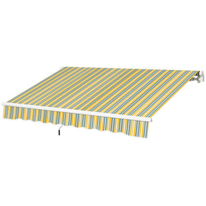 9.8 x 6.6 ft manual retractable awning with LED lighting, yellow/grey