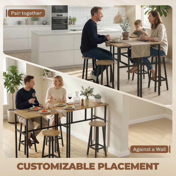 6-piece bar set with 2 high tables and 4 stools – Gray-brown wood effect and black