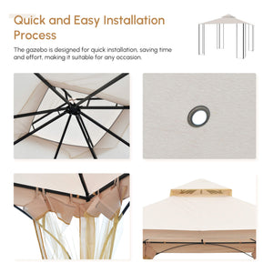 10 x 10 gazebo with mosquito nets, beige