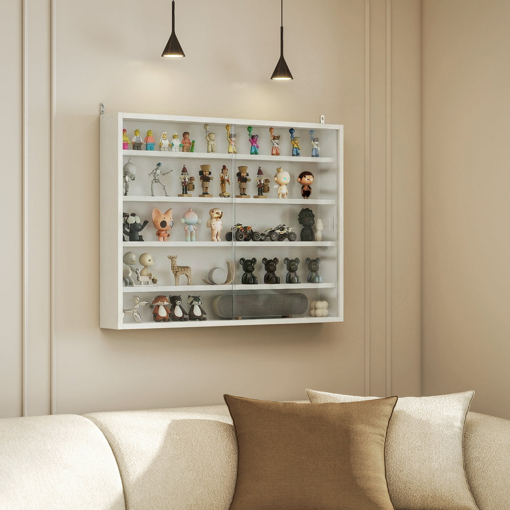 White 5-tier wall display cabinet, 31.5 in.