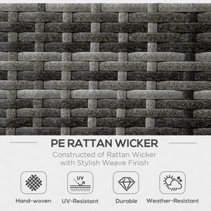 6-Piece Wicker Dining Set with Removable Cushions, Glass Top, 2 Ottomans and Coffee Table, Khaki