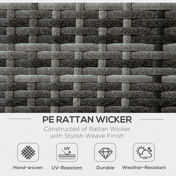 6-Piece Wicker Dining Set with Removable Cushions, Glass Top, 2 Ottomans and Coffee Table, Khaki