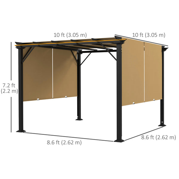 Retractable pergola 10 x 10, brown