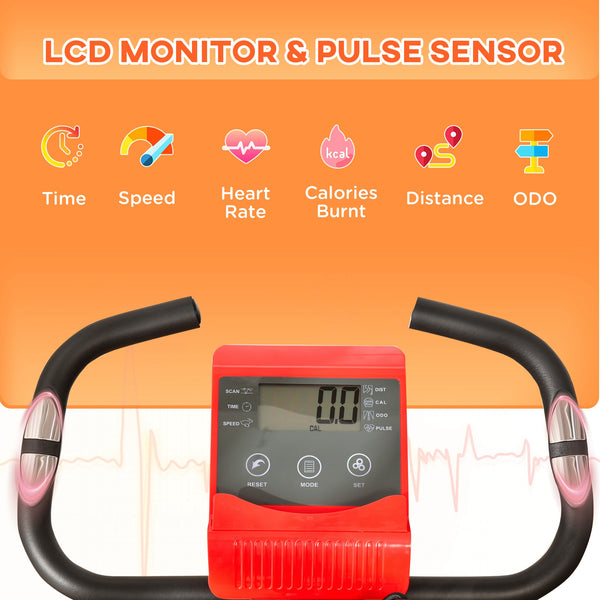 3-in-1 Folding Exercise Bike with 8-Level Magnetic Resistance, Red