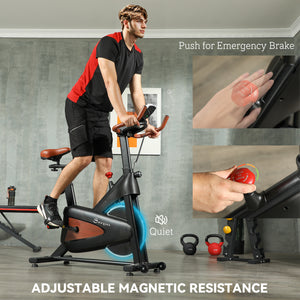 Silent exercise bike with adjustable resistance and seat, black