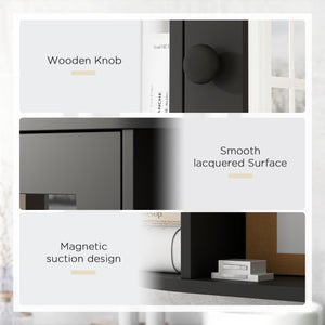 Wall-mounted bathroom cabinet with mirror, door and shelves, black