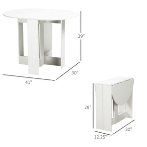 41" folding dining table for small spaces, white.