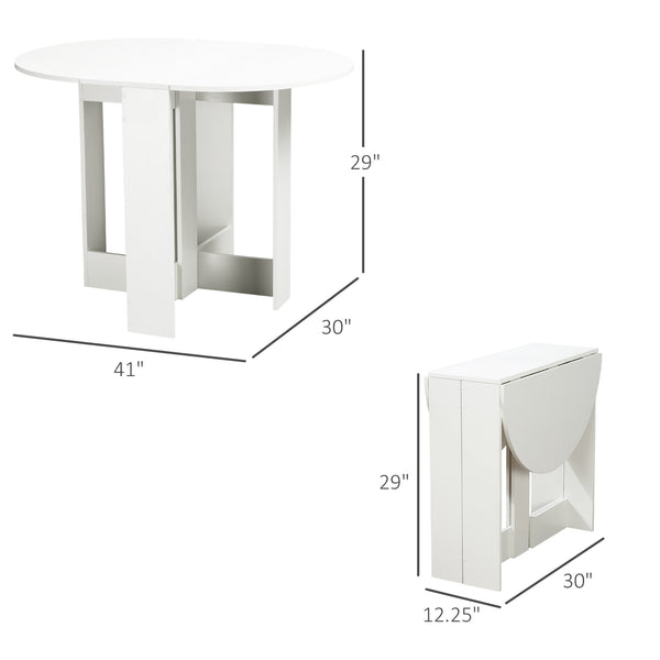 41" folding dining table for small spaces, white.