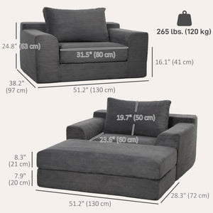 51" corduroy sofa bed, dark grey