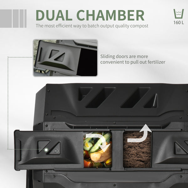 43-gallon (160 L) rotating composter, black