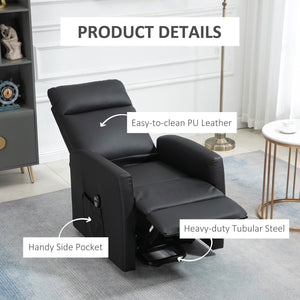Electric Lift Recliner Chair with Remote Control and Side Pocket, Black