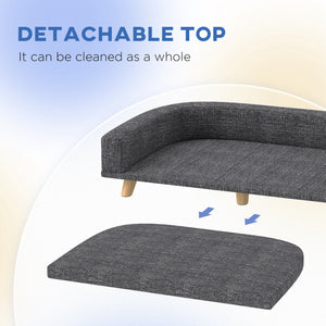 Sofa for large dogs with washable cover and non-slip pads, dark gray