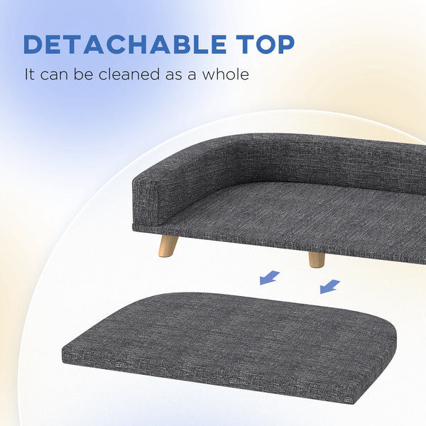 Sofa for large dogs with washable cover and non-slip pads, dark gray