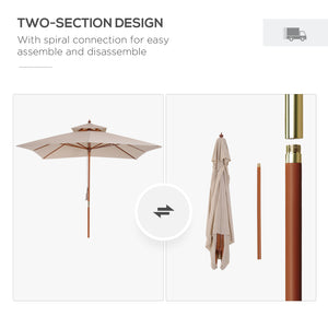 9.8-foot square wooden parasol, beige