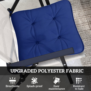 6-Piece Replacement Cushions, for Outdoor Patio Chair with Ties, Tufted, Dark Blue