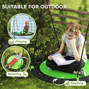 Saucer swing with adjustable suspension ropes, green
