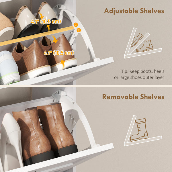 Shoe cabinet with 2 tilt-out shoe drawers, white