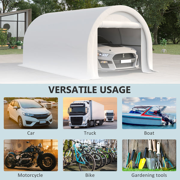 Heavy-duty 10 x 16 carport with zipped door, white