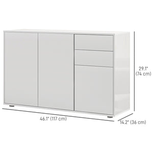 Modern Kitchen Pantry with Coffee Bar, Push-to-Open and 2 Drawers for Living Room, White