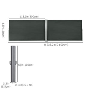 Retractable double side awning, grey