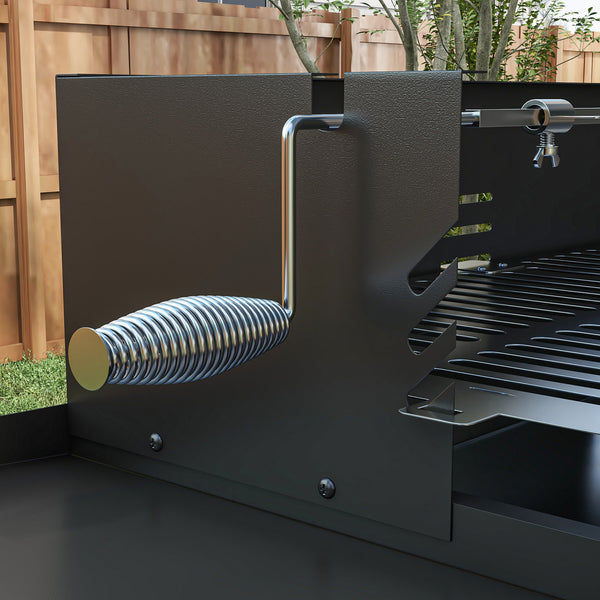Charcoal barbecue, 3-tier cooking grate, storage shelves