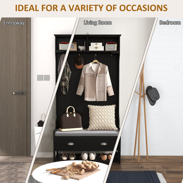 Modern entryway furniture with bench, black